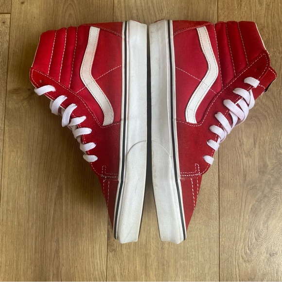 Vans Hightop Sk8-Hi Shoes Red White Suede Men’s Size 8.5 Women’s Size 10 - Picture 4 of 11